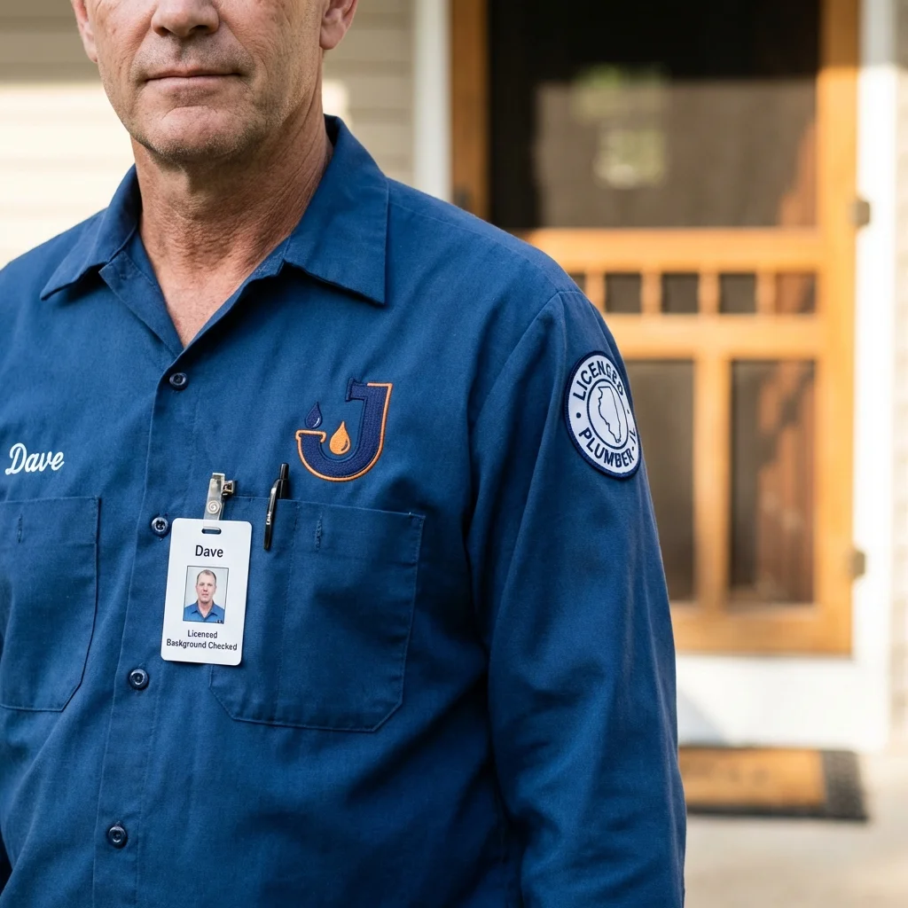 Licensed plumber showing ID badge in Millington, MI