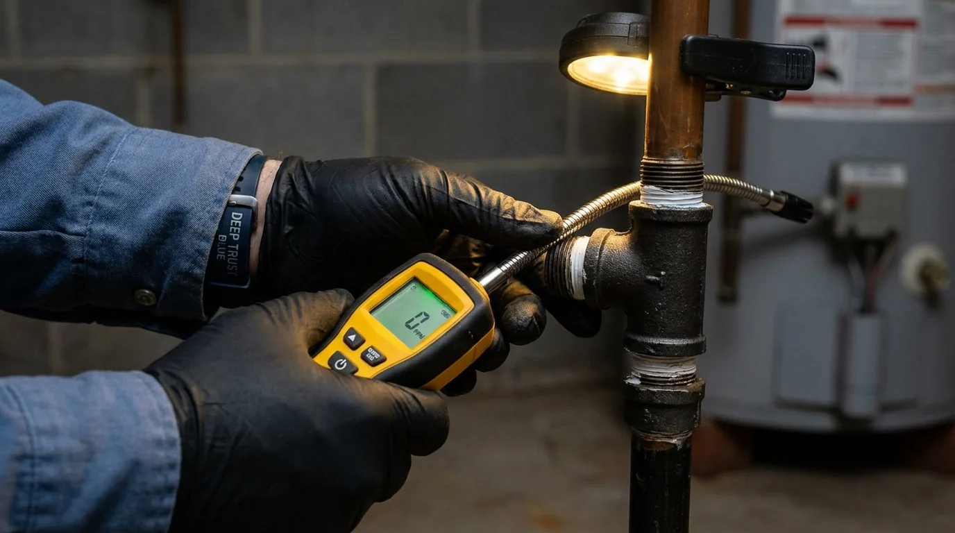 Gas leak detection with electronic sniffer by Johns Plumbing LLC in Millington