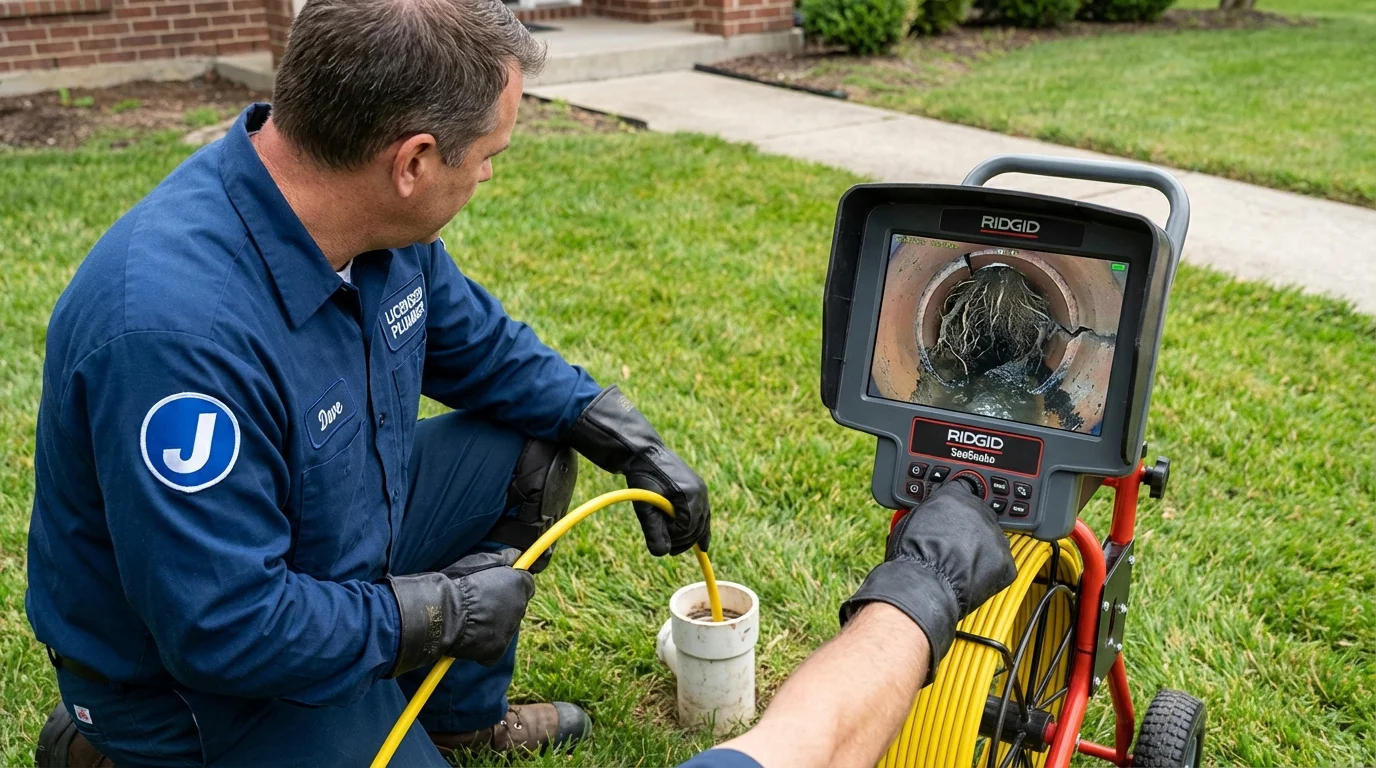 Sewer camera inspection being performed by Johns Plumbing LLC in Millington