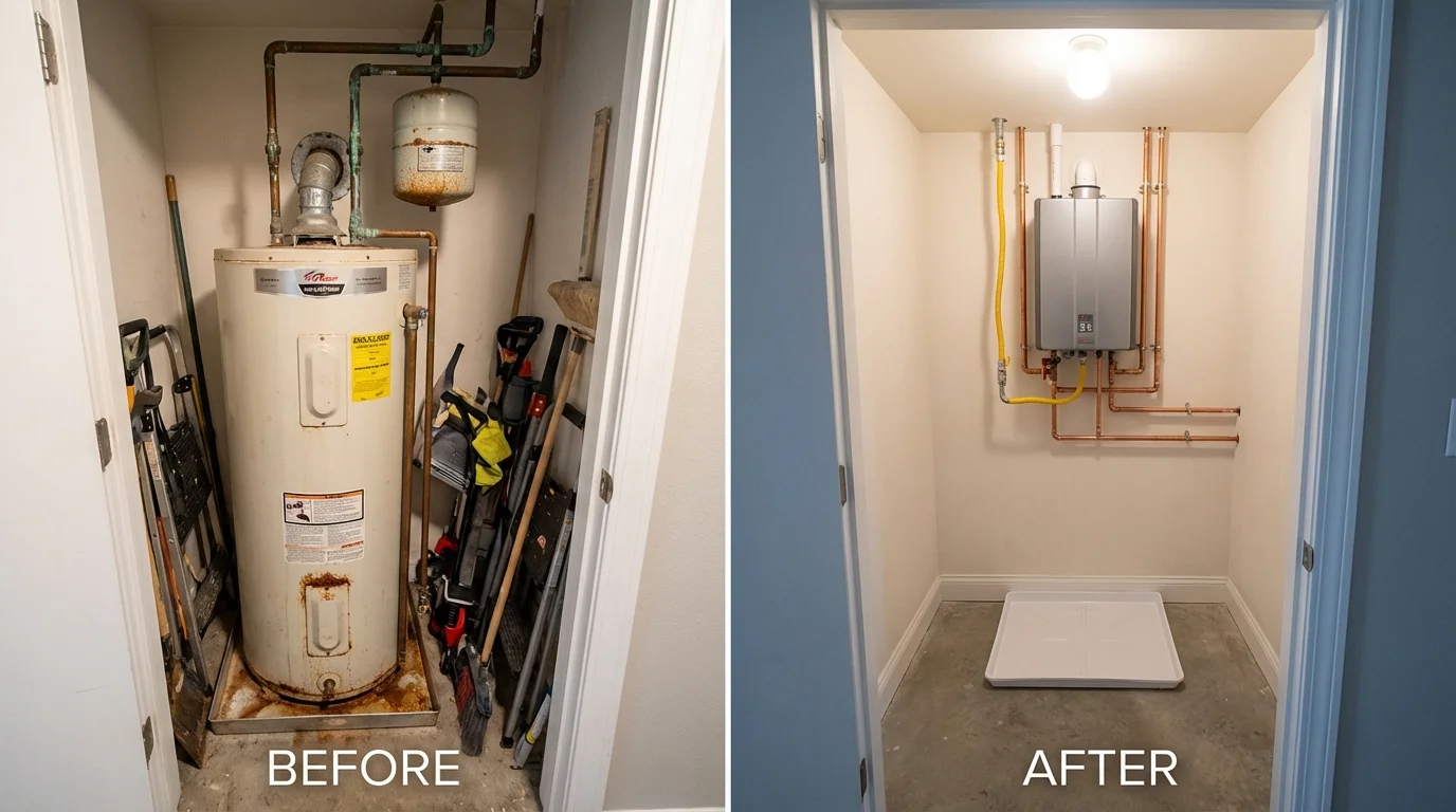 Tank water heater versus wall-mounted tankless unit comparison for Millington, MI homeowners
