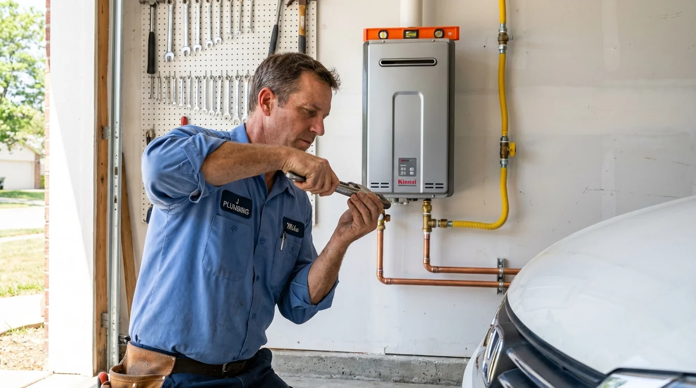 Tankless water heater installation by a Johns Plumbing LLC plumber in Millington